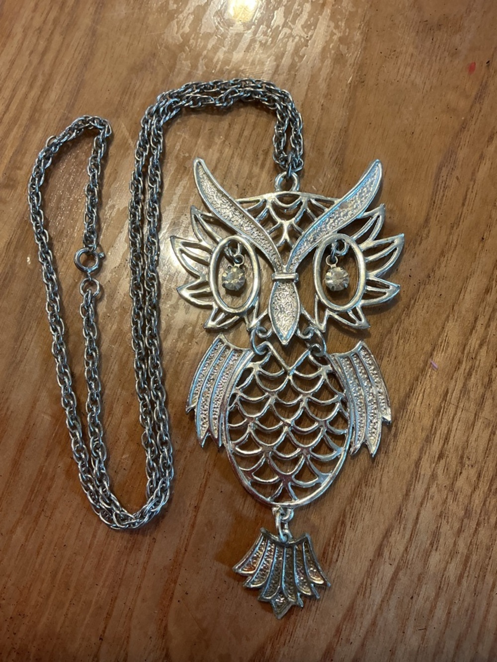Vintage Silver Owl Pendant Necklace